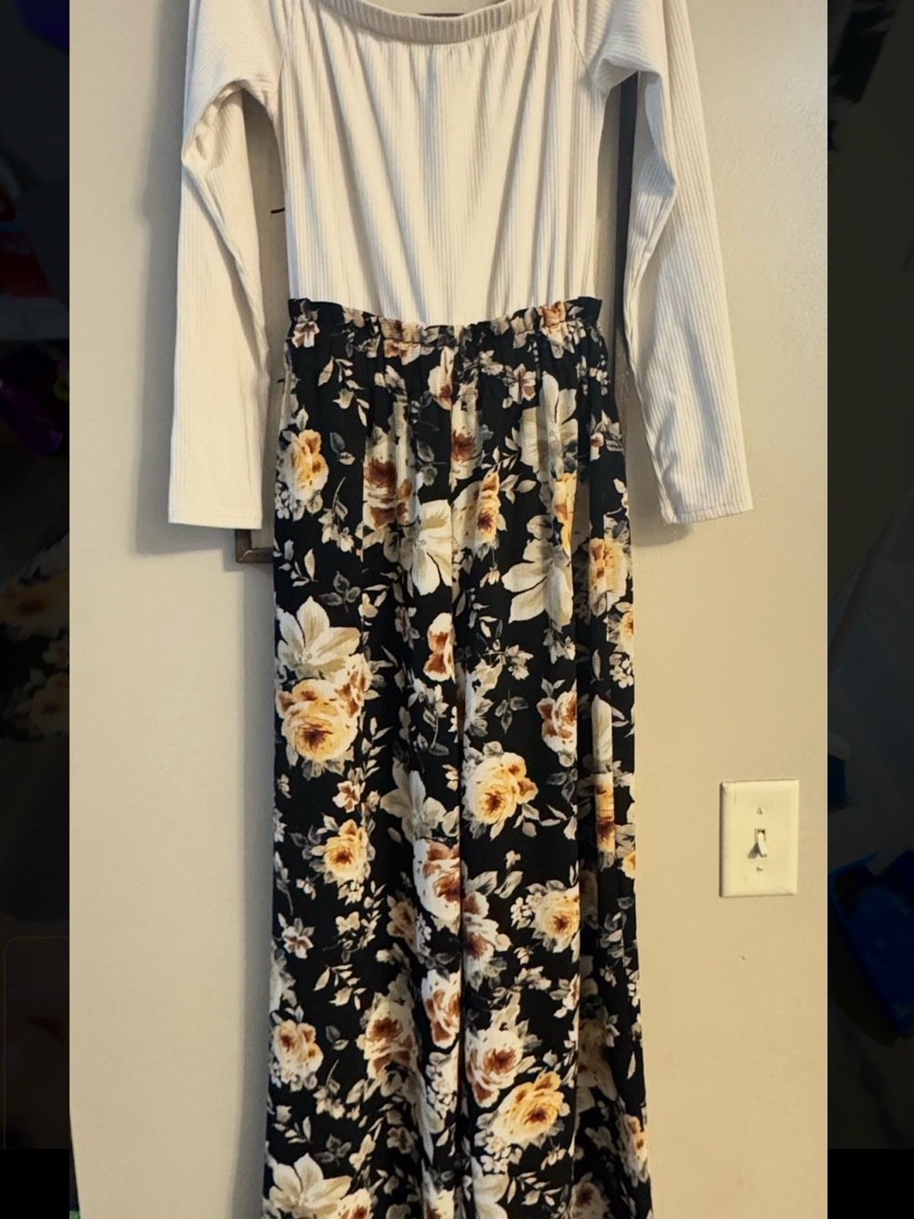 Rue21 Black Floral Jumpsuit with Cream Top